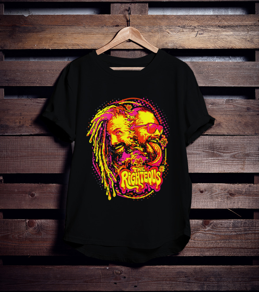 TNA Wrestling The Righteous Psychedelic Tie Dye Art With Sunglasses And Flowers T-Shirt