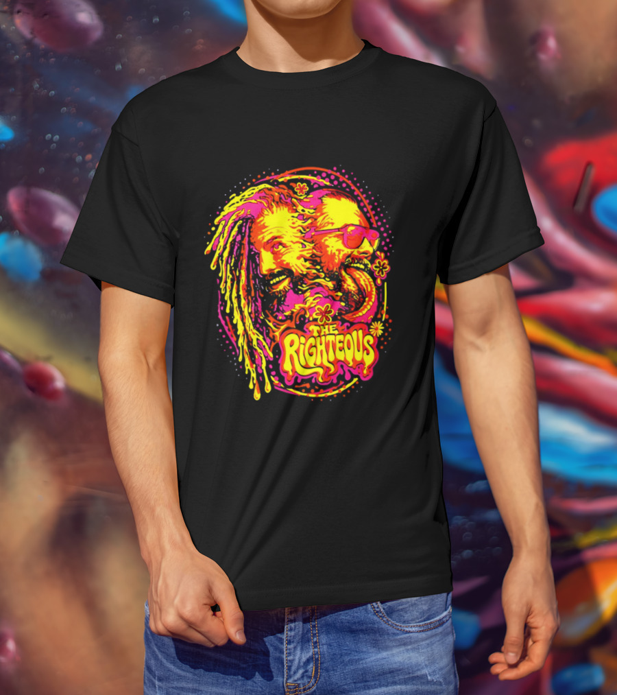 TNA Wrestling The Righteous Psychedelic Tie Dye Art With Sunglasses And Flowers T-Shirt