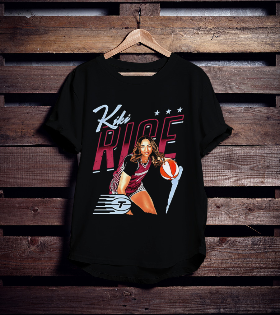 Kiki Rice Toronto Tempo Player Three Stars Basketball Pose T-Shirt