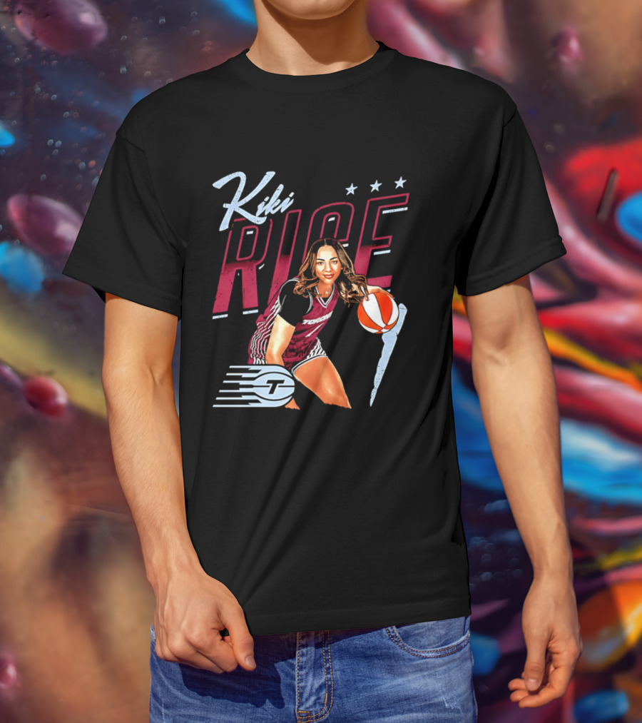 Kiki Rice Toronto Tempo Player Three Stars Basketball Pose T-Shirt