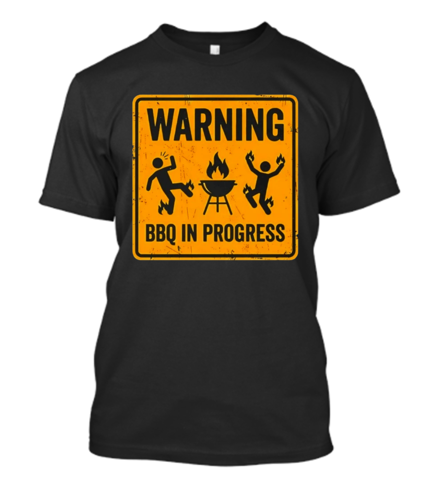 WARNING BBQ In Progress Funny Caution Sign With Flames T-Shirt