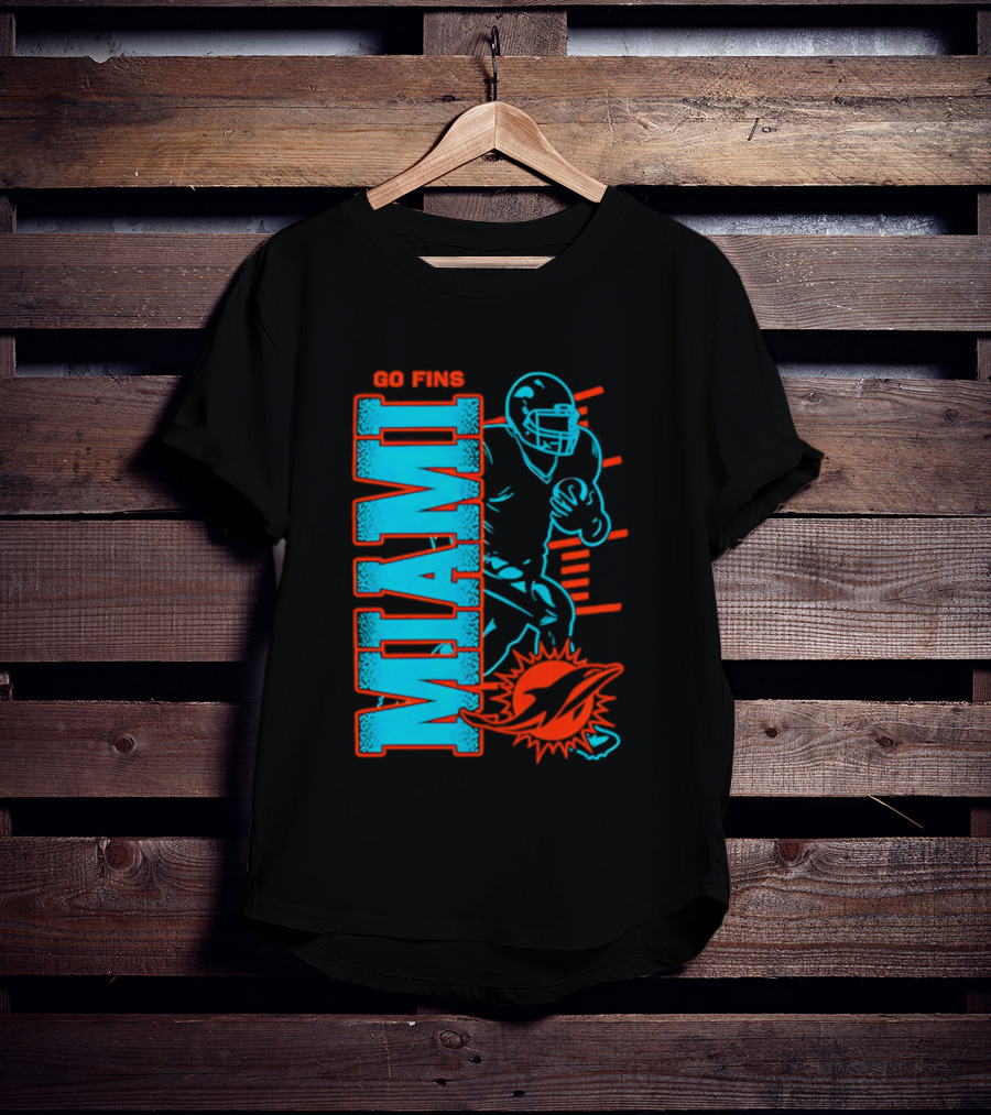 Miami Dolphins Go Fins Football Player T-Shirt