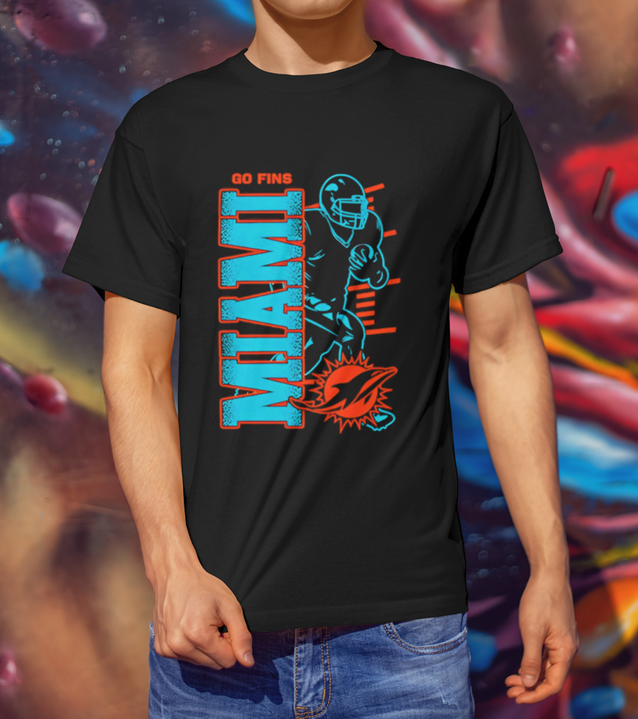 Miami Dolphins Go Fins Football Player T-Shirt