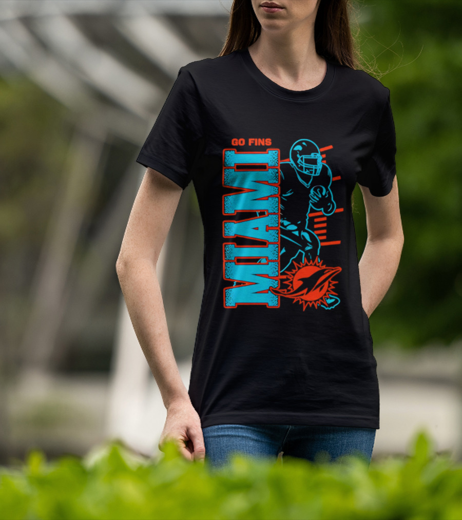 Miami Dolphins Go Fins Football Player T-Shirt