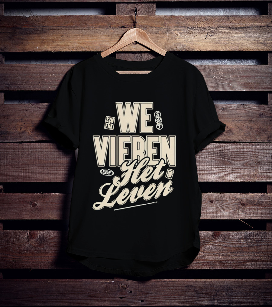 We Vieren Het Leven Tekst Stijl Met Bubbels En Sterren T-Shirt