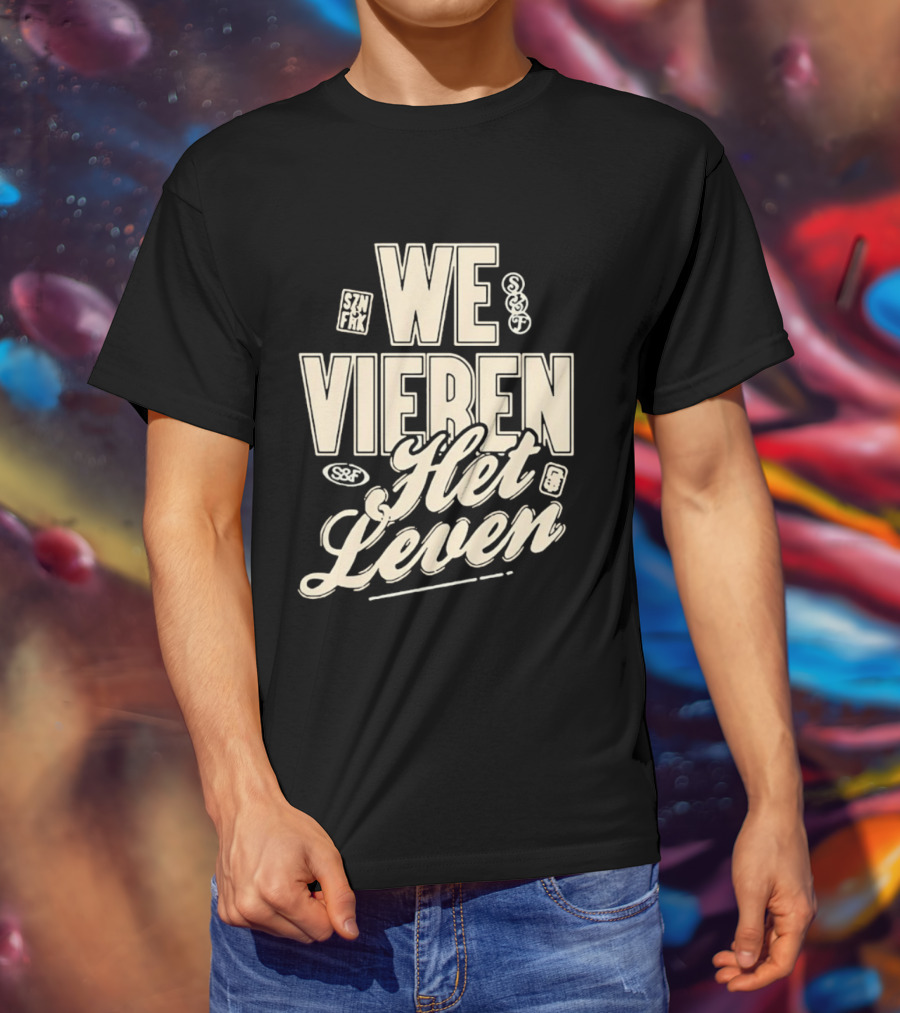We Vieren Het Leven Tekst Stijl Met Bubbels En Sterren T-Shirt