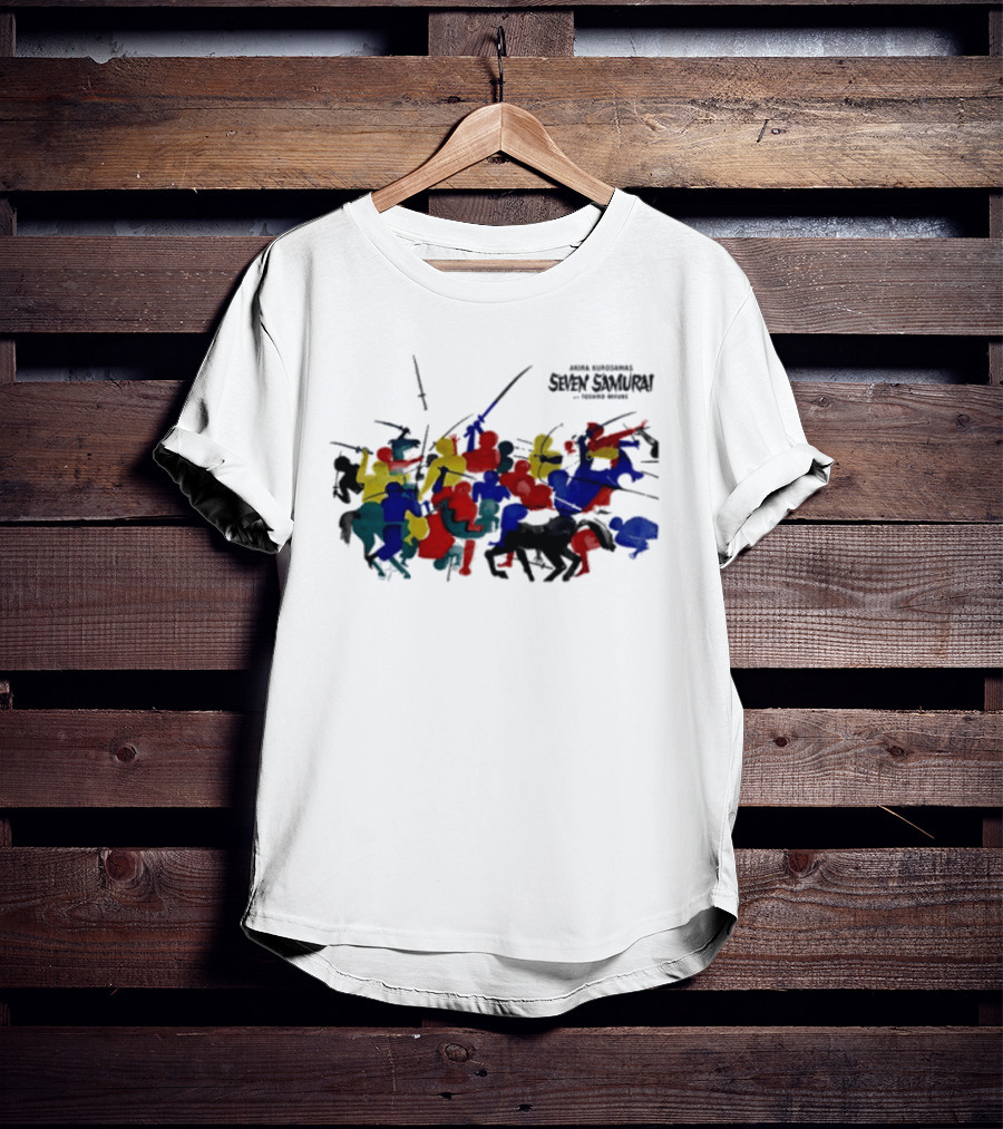 Andafterthat Akira Kurosawa Seven Samurai Painted Battle Scene T-Shirt