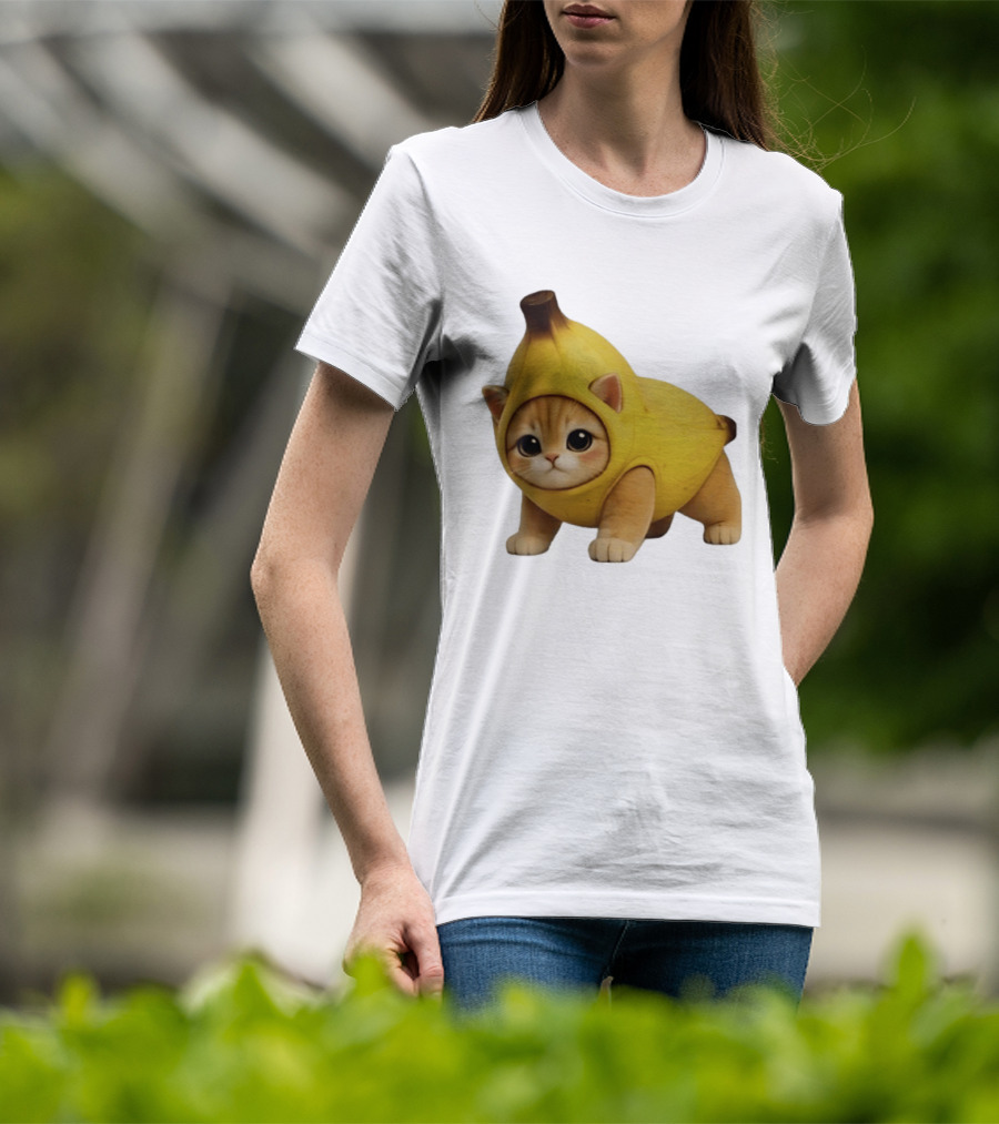 Banana Kitty Cute Cat In Fruit Costume T-Shirt