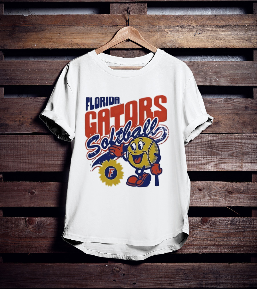 Florida Gators Softball Sunflower Vintage Cartoon Baseball T-Shirt