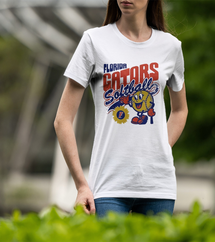 Florida Gators Softball Sunflower Vintage Cartoon Baseball T-Shirt