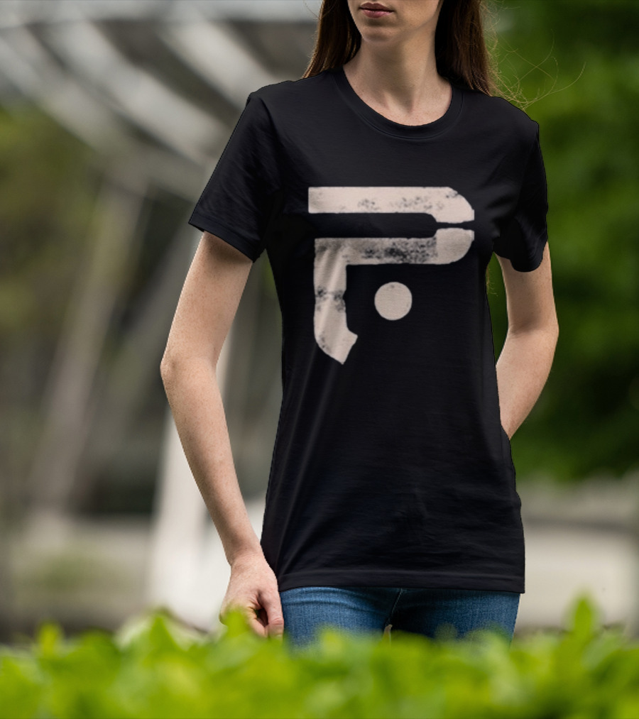 A Pale White Dot Abstract Symbol With Textured Circular Motif T-Shirt