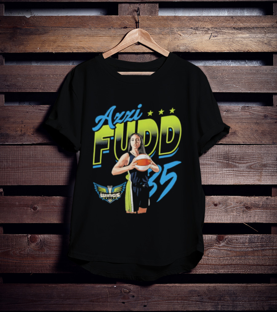Azzi Fudd 35 Dallas Wings WNBA Player Pose With Stars And Wings T-Shirt