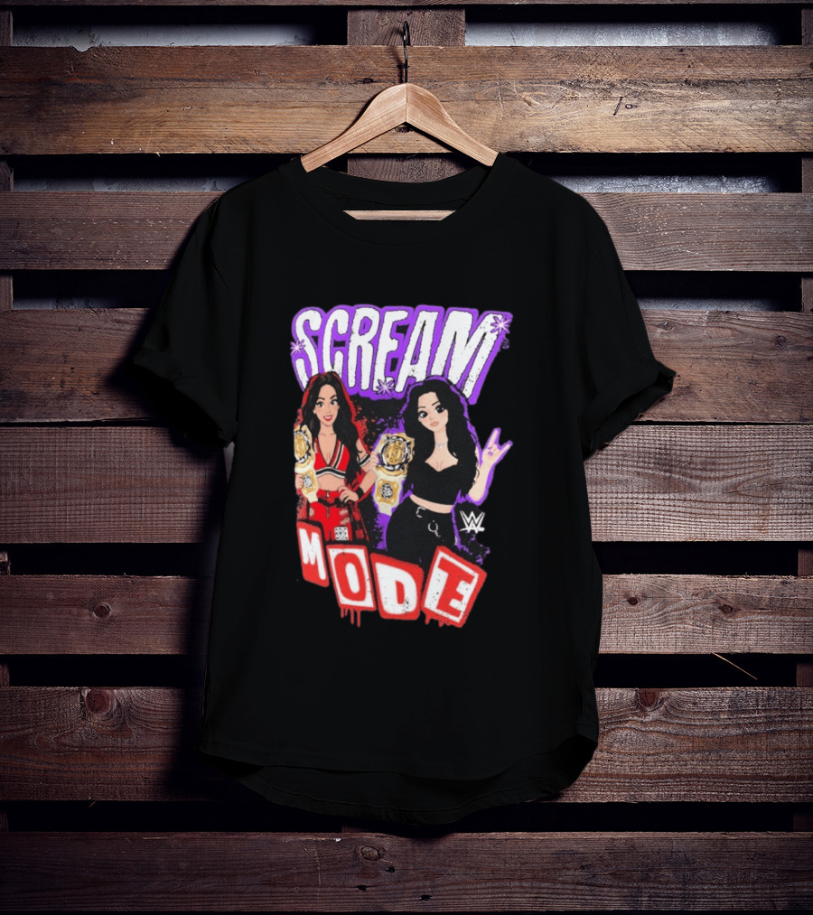 Scream Mode Paige Vs Brie Bella Cartoon WWE Champions T-Shirt