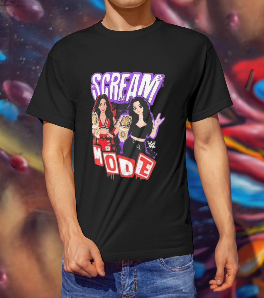 Scream Mode Paige Vs Brie Bella Cartoon WWE Champions T-Shirt