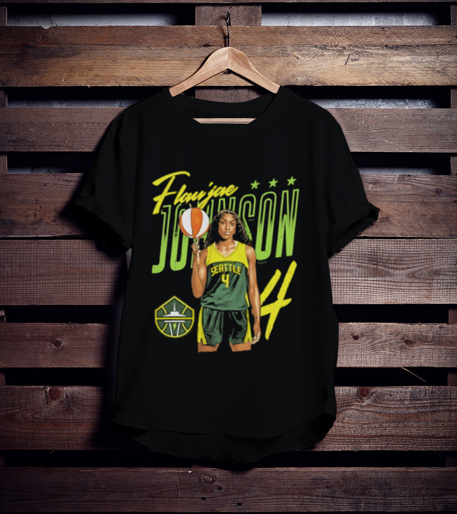 Flau'jae Johnson 4 Seattle Storm Basketball Star Pose T-Shirt