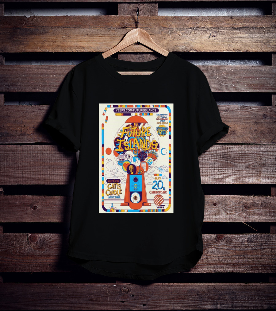 Future Islands Live At Cat's Cradle Carrboro NC May 20 Celebrating 20 Years Streaming Veeps T-Shirt
