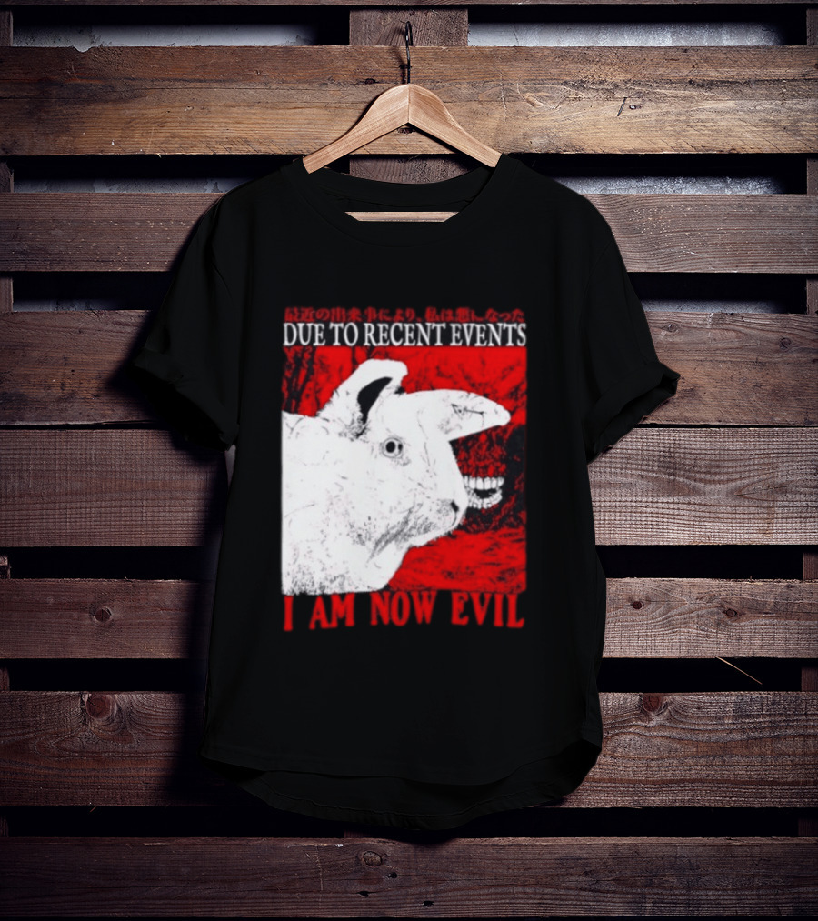 Rabbit Due To Recent Events I Am Now Evil Creepy Red T-Shirt