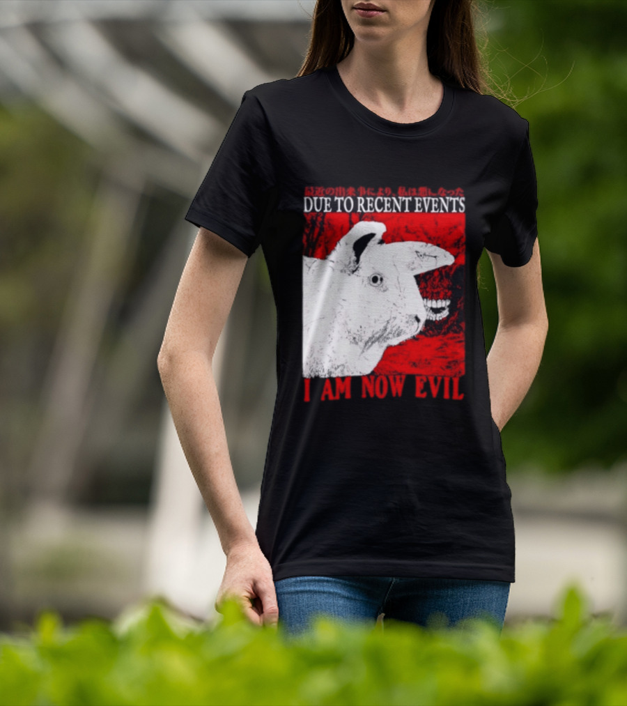 Rabbit Due To Recent Events I Am Now Evil Creepy Red T-Shirt
