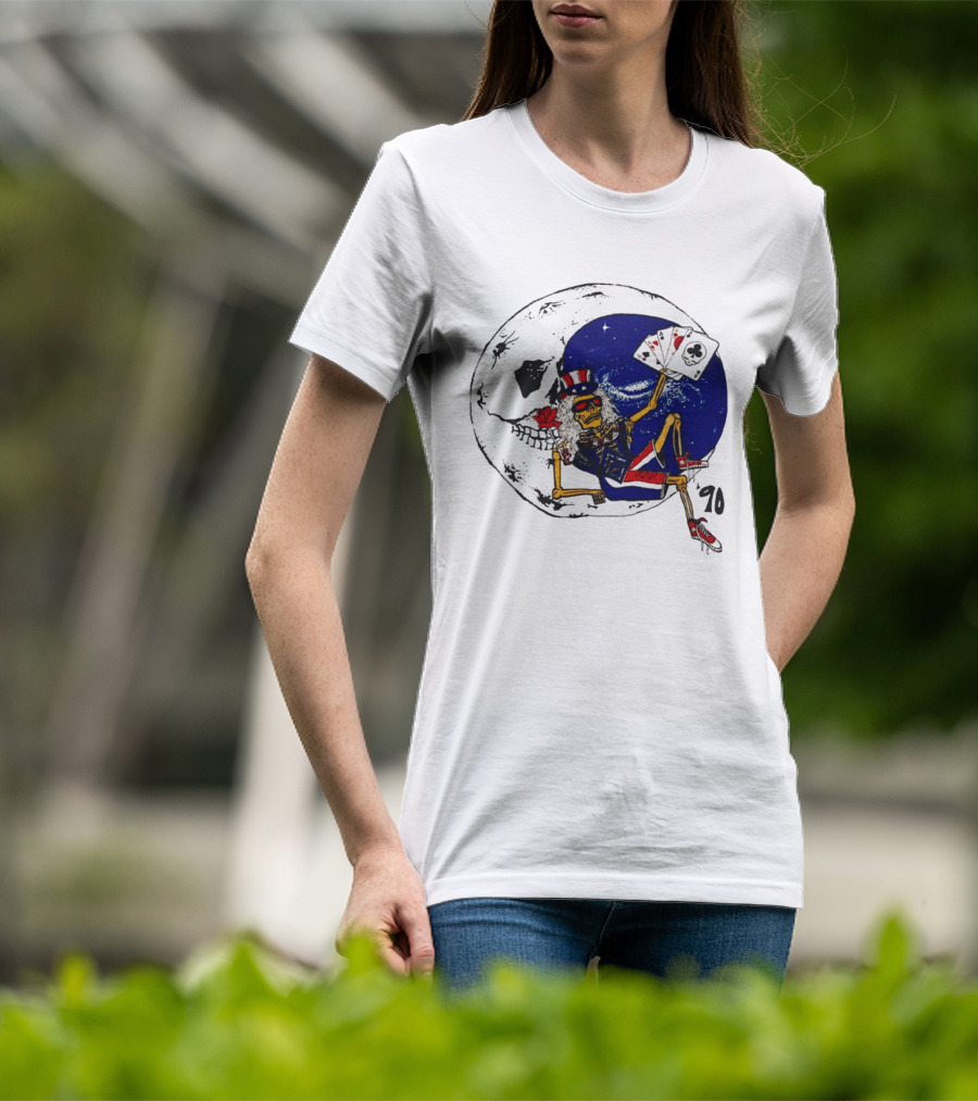 Grateful Dead 1990 Rare Uncle Sam Skeleton Moon Playing Cards T-Shirt