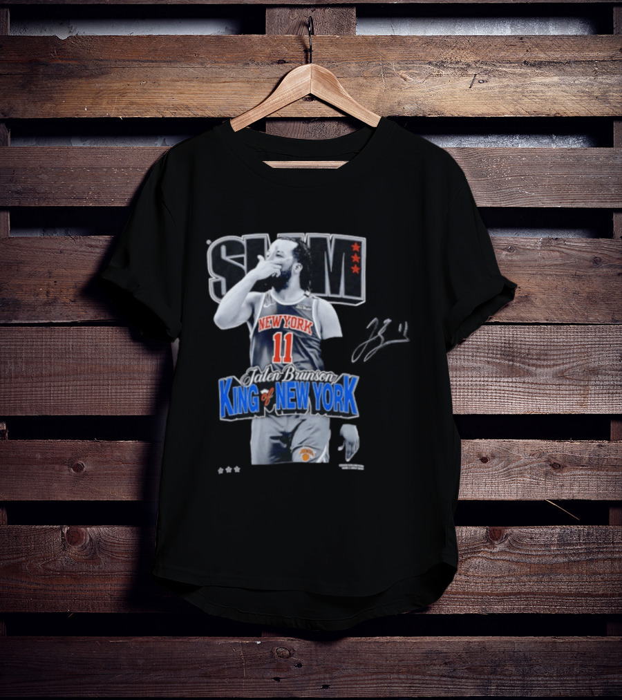 Slam Jalen Brunson King Of New York Knicks 11 Autographed Cover T-Shirt