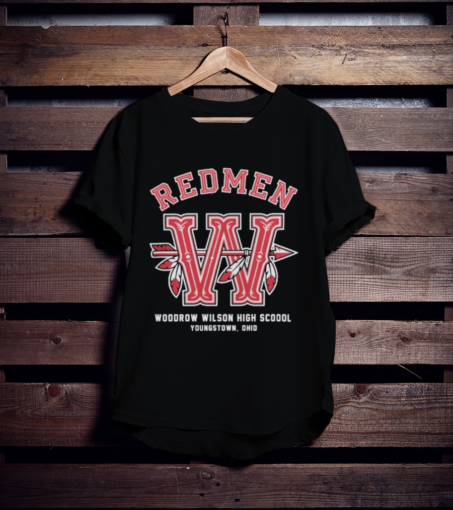Redmen Woodrow Wilson High School Youngstown Ohio W Arrow Feathers T-Shirt
