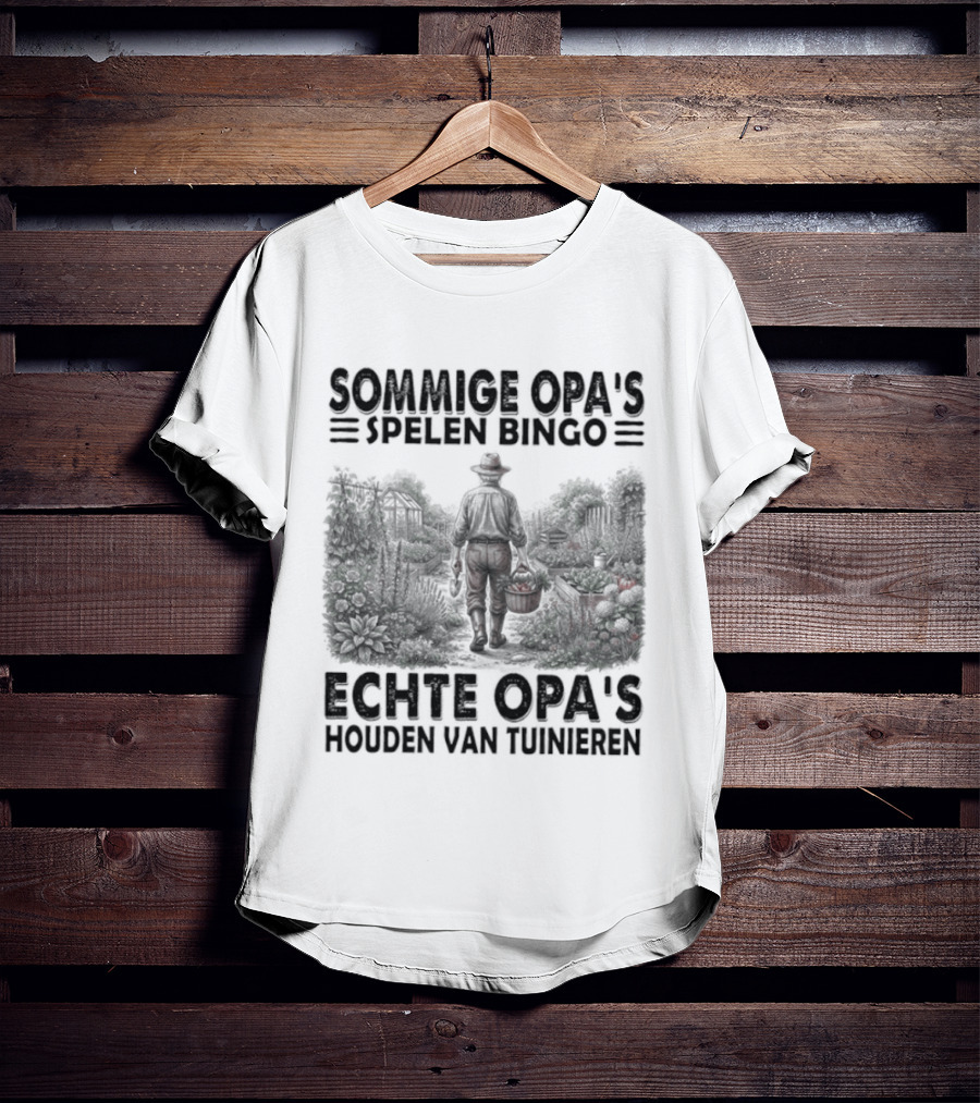 Sommige Opa's Spelen Bingo Echte Opa's Houden Van Tuinieren Tuinman Silhouet Achtergrond T-Shirt