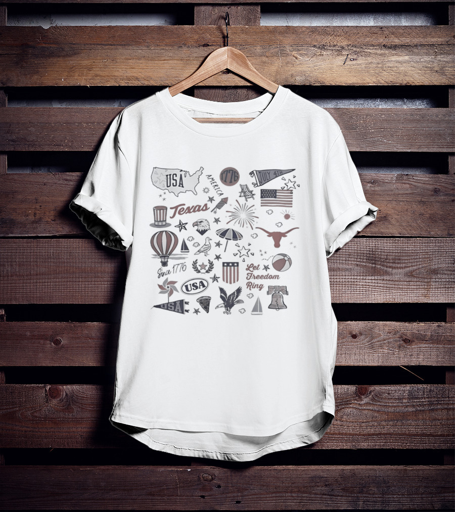 Texas Longhorns Let Freedom Ring USA 250th Celebration T-Shirt