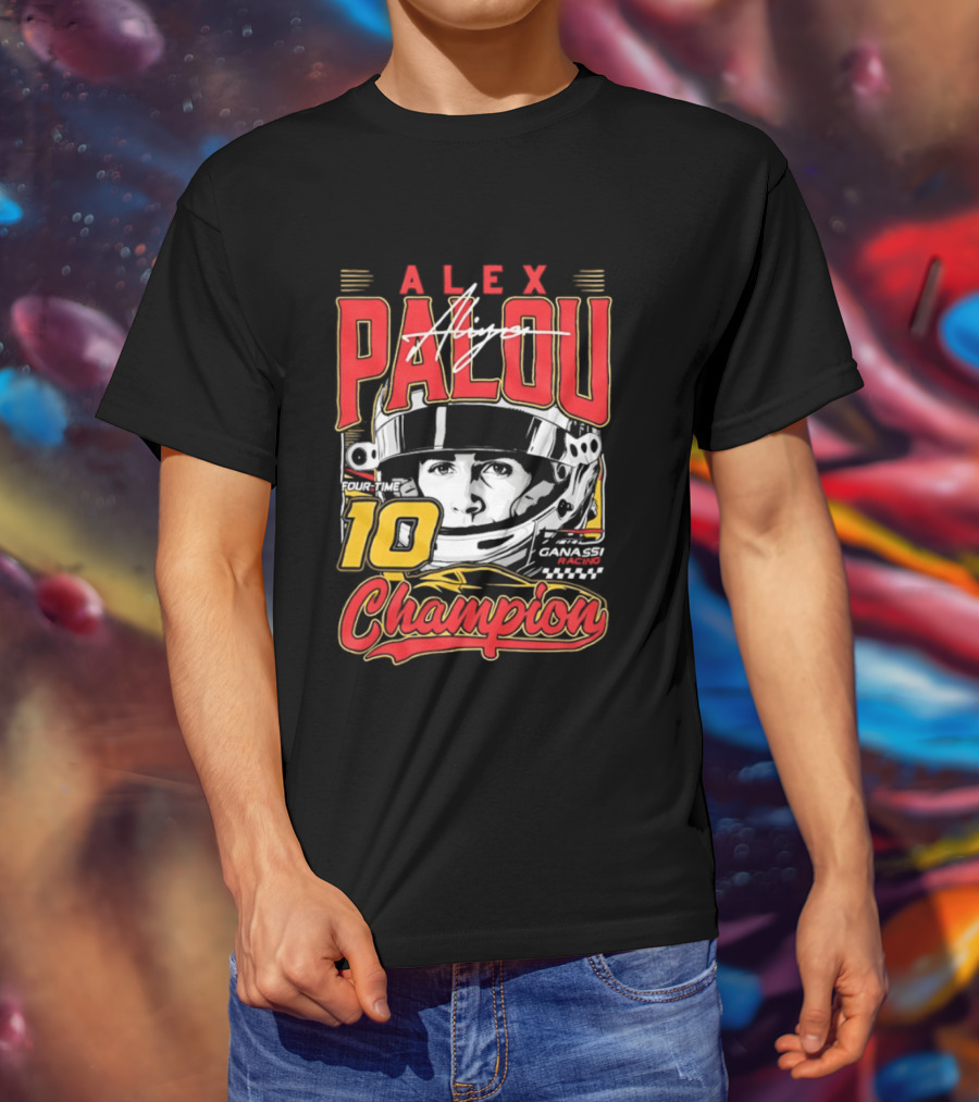 Alex Palou Autograph 10 Champion Racing Helmets T-Shirt
