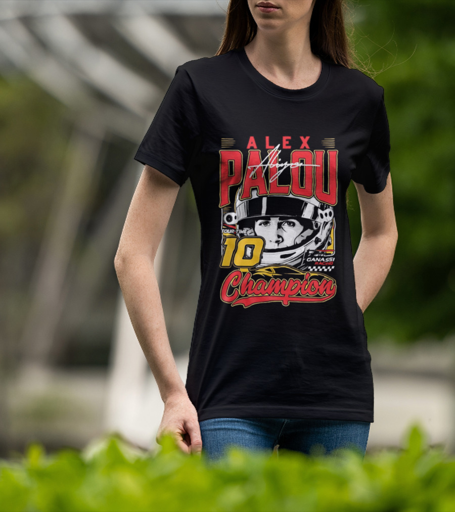 Alex Palou Autograph 10 Champion Racing Helmets T-Shirt
