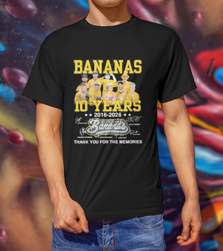 Bananas Baseball 10 Years 2016 2026 Thank You For The Memories T-Shirt
