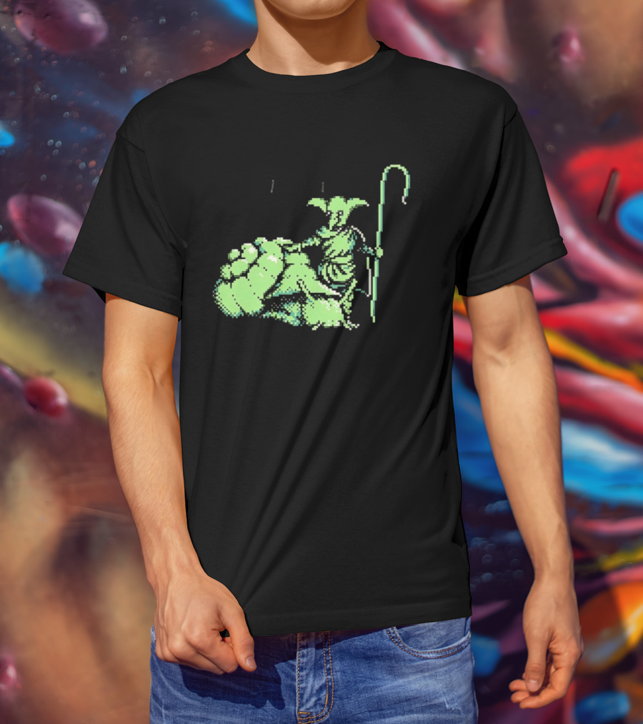 Goblin Shepherd With Staff Pixel T-Shirt