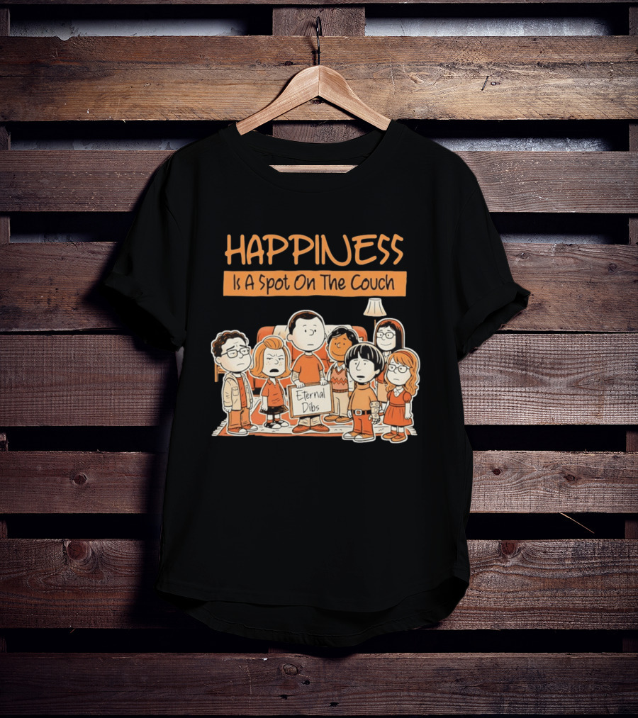 Happiness Is A Spot On The Couch Eternal Dibs Peanuts Style Scene T-Shirt