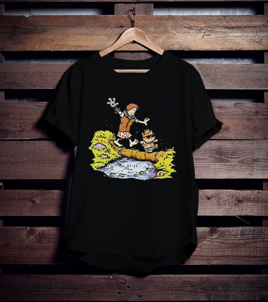 Princess Donut Calvin And Hobbes Comic Adventure Carl Crossing Log T-Shirt