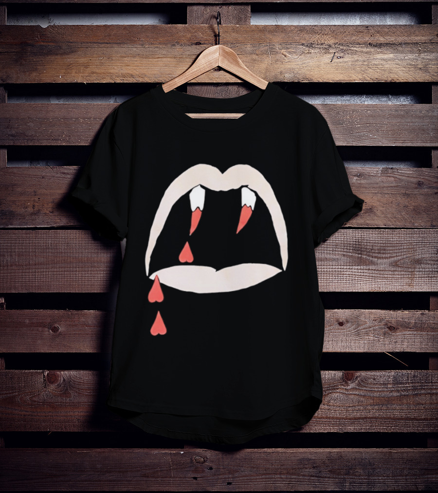 Saint Laurent AW14 Bloodluster Vampire Teeth And Blood Drops T-Shirt