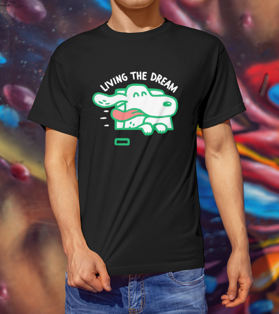 Living The Dream Dog Joyfully Enjoying Car Ride With Head Out The Window T-Shirt