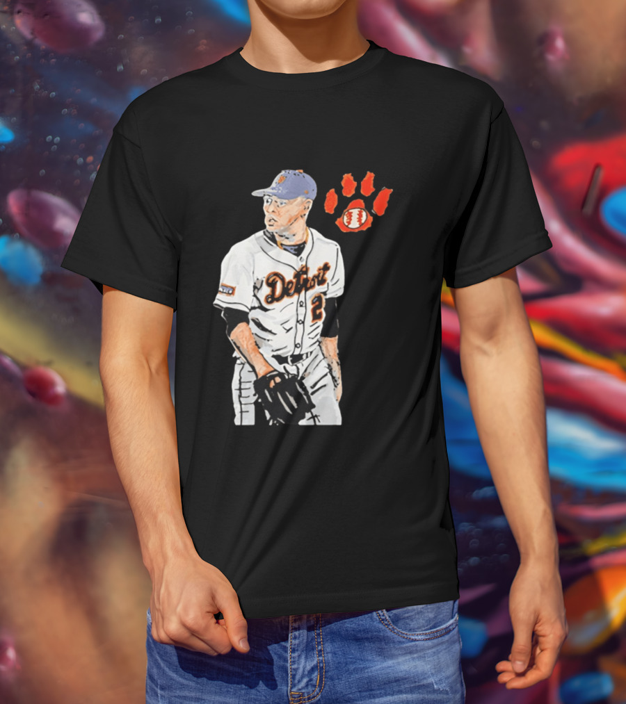 Detroit Tigers Tarik Skubal Baseball Cartoon Character With Paw Print And Baseball T-Shirt