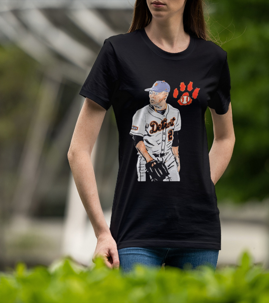 Detroit Tigers Tarik Skubal Baseball Cartoon Character With Paw Print And Baseball T-Shirt