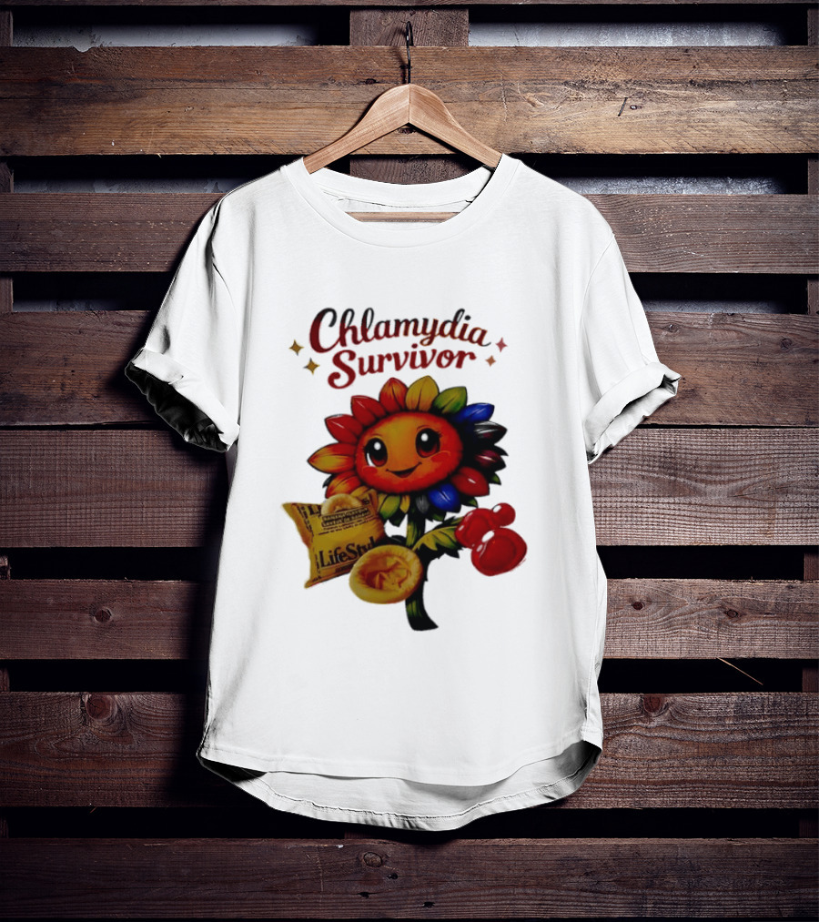 Chlamydia Survivor Rainbow Sunflower LifeStyles Condom Sexual Health Awareness STI STD T-Shirt