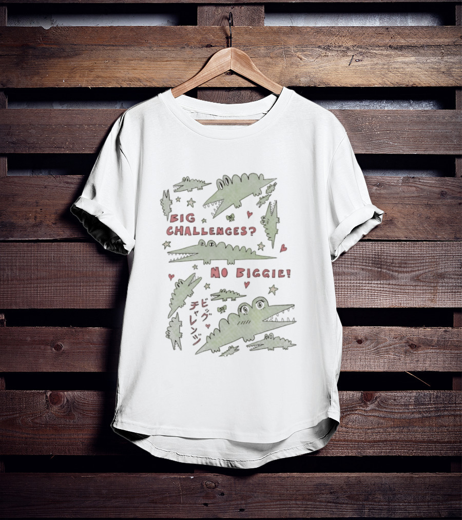 Crocodile Big Challenges No Biggie Fun Green T-Shirt