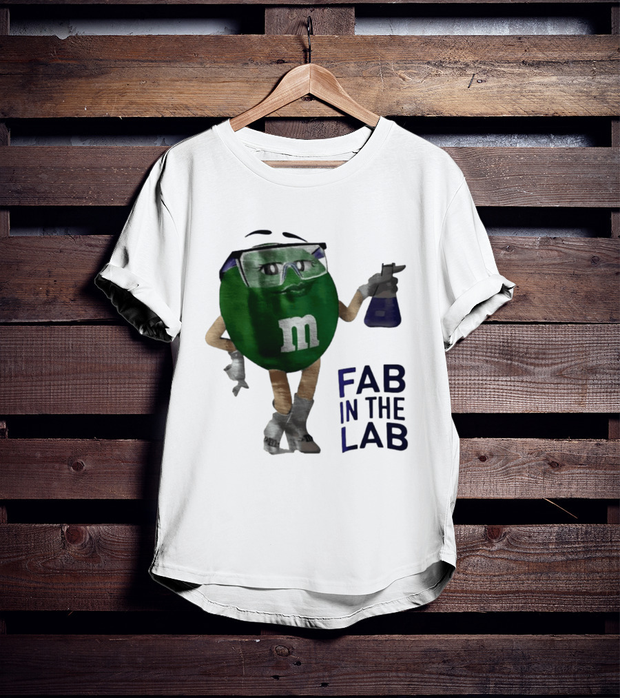 Green M&M Fab In The Lab Safety Goggles Flask T-Shirt