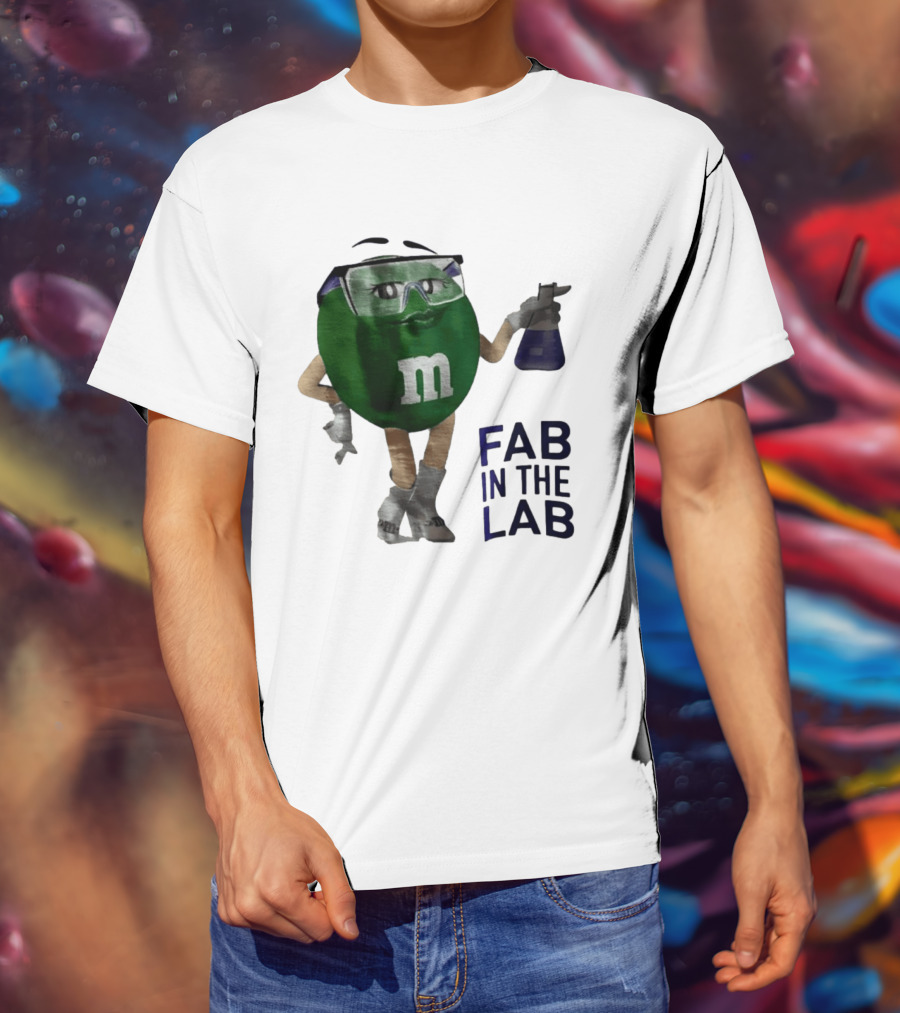 Green M&M Fab In The Lab Safety Goggles Flask T-Shirt