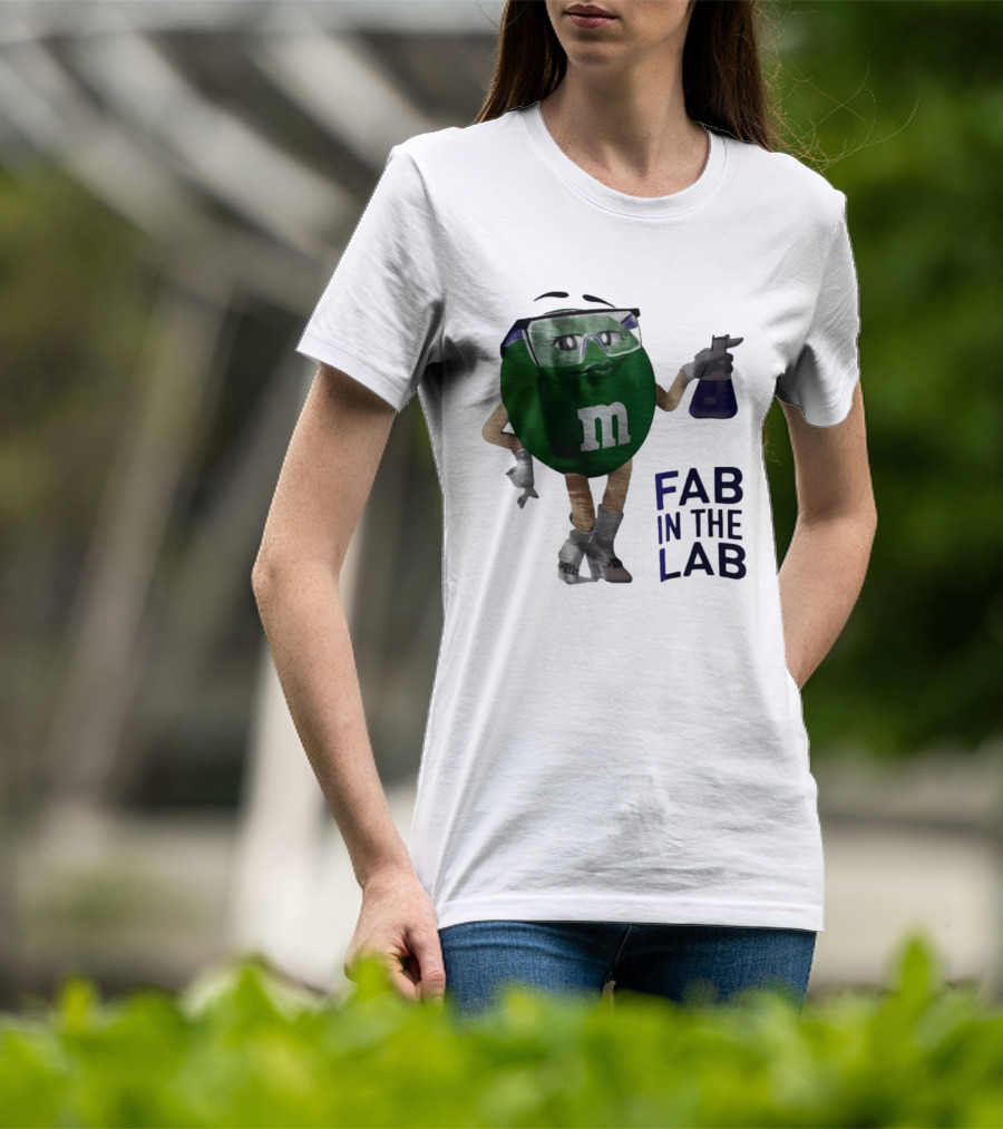 Green M&M Fab In The Lab Safety Goggles Flask T-Shirt