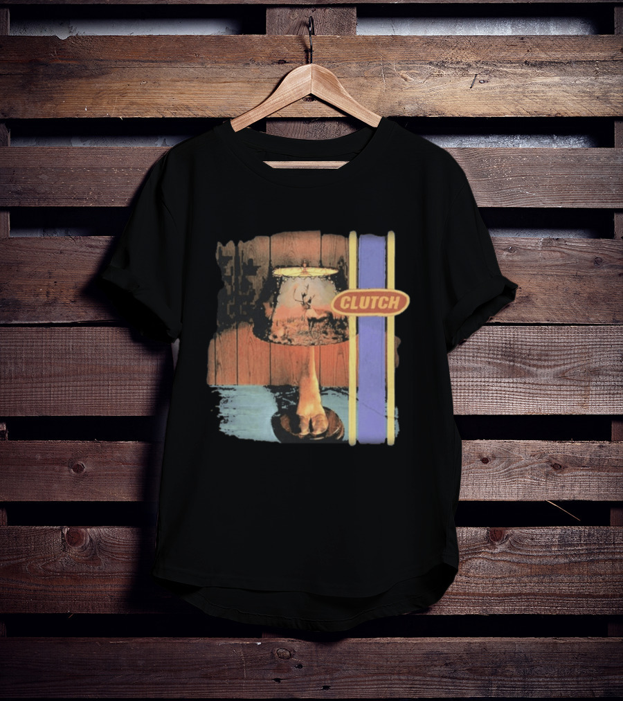 Clutch Transnational Speedway League Lamp Imagery With Deer And Wood Paneling T-Shirt