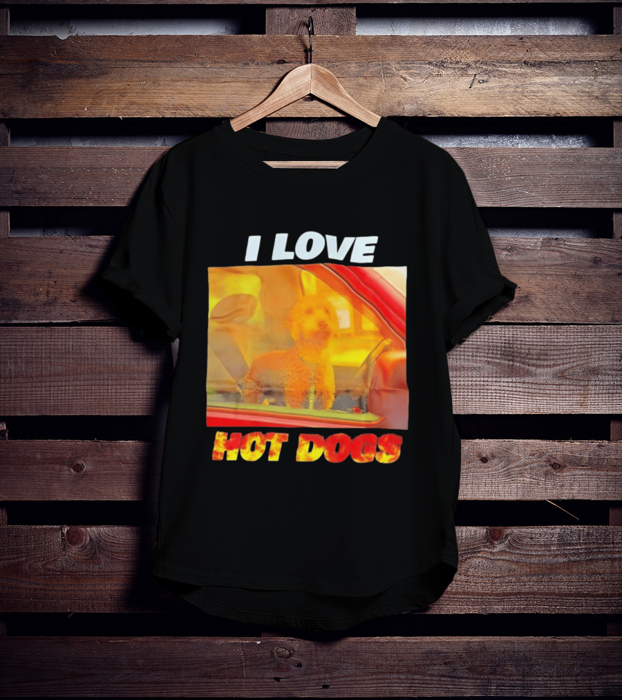 I Love Hot Dogs Poodle In Car T-Shirt
