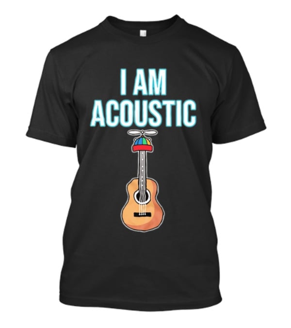 I Am Acoustic Guitar With Beanie Propeller Hat T-Shirt