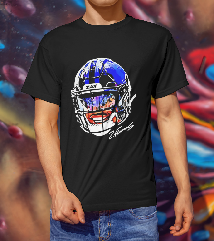 Zay Flowers Baltimore Ravens Big Face Helmet T-Shirt