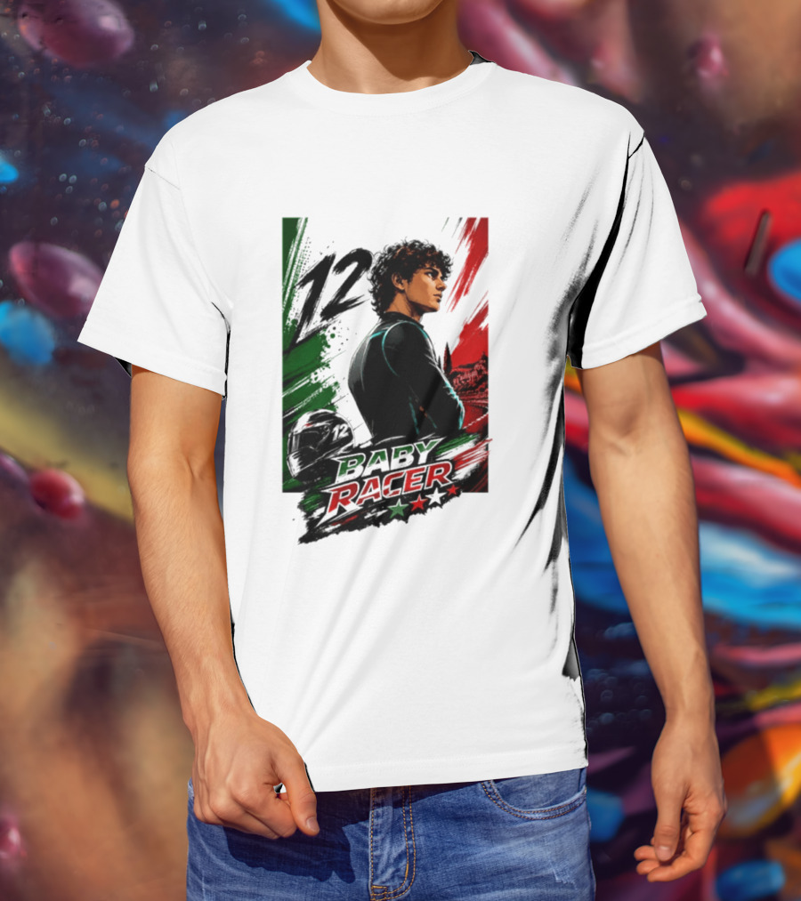 12 Baby Racer Italy Flag Motorcycle Racing Art With Italian T-Shirt