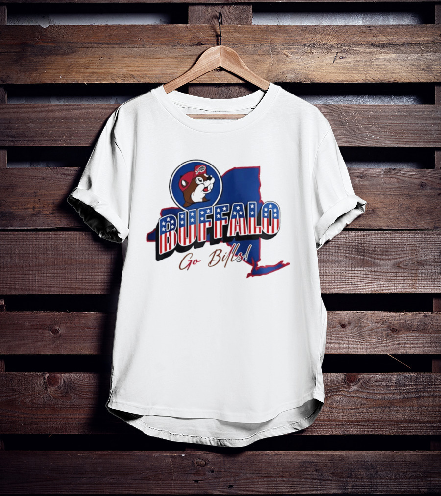 Buffalo Bills Buc Ee's Patriotic Go Bills Map T-Shirt