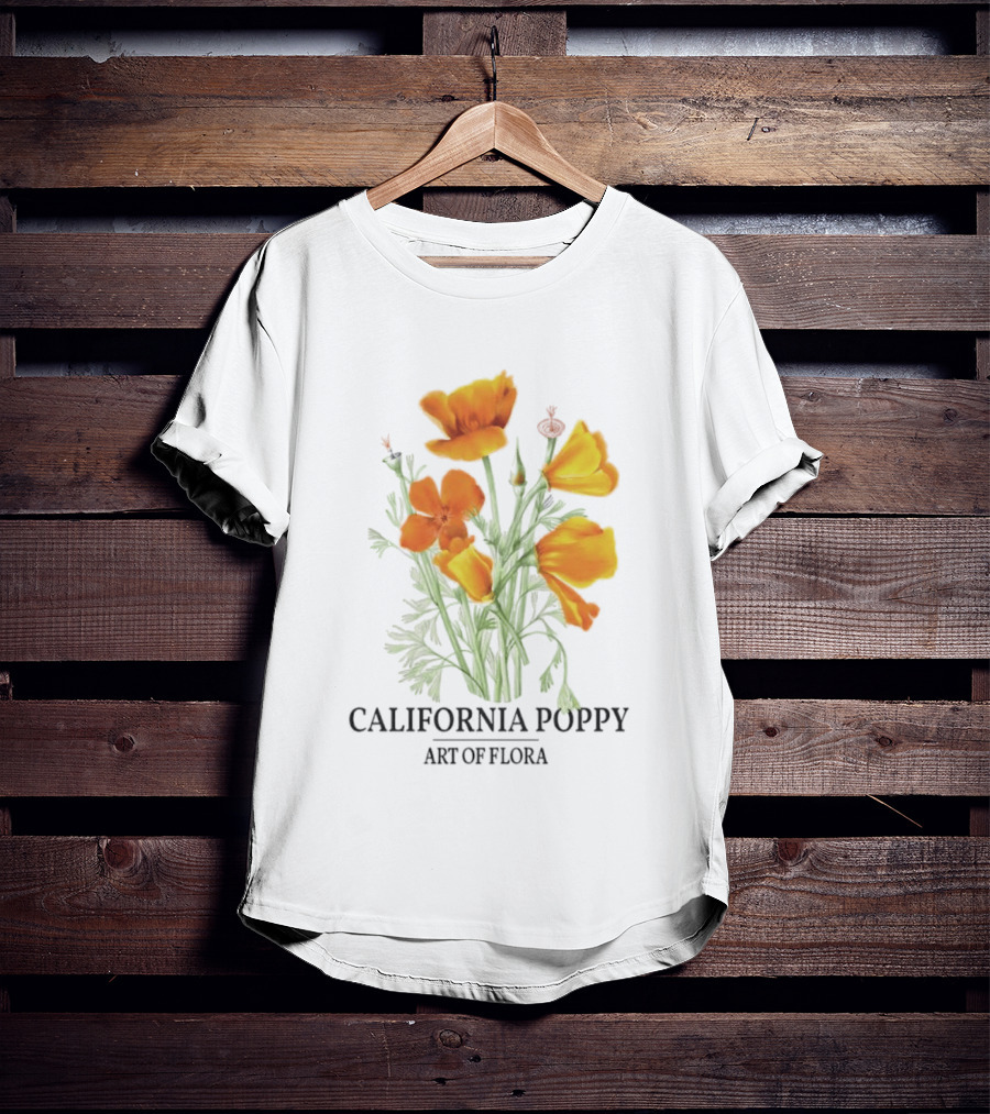 California Poppy Art Of Flora Botanical Nature T-Shirt