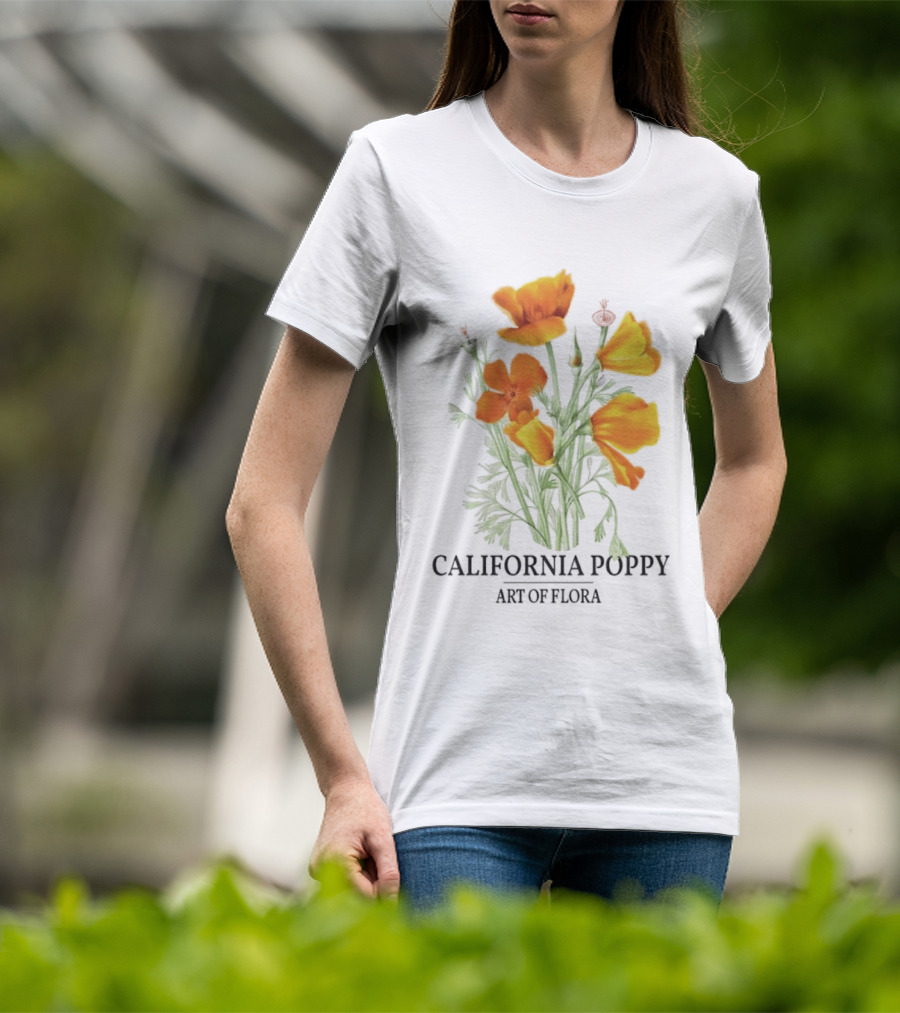California Poppy Art Of Flora Botanical Nature T-Shirt